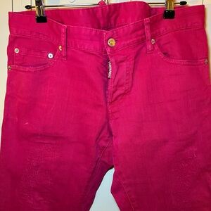 DSQUARED2 MENS Sexy Twist Distressed Jeans Pink 
 Size IT 50 / US 32-33